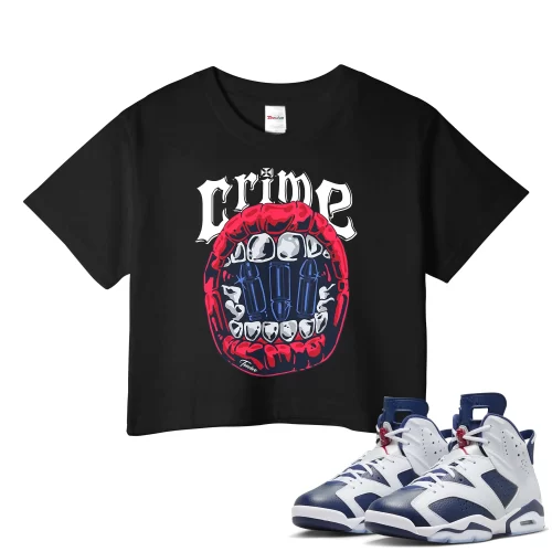 TeeVivo Crop Top Match Air Jordan 6 Retro Olympic Crime – Air Jordan 6 Crop Top, AJ6 Crop Top