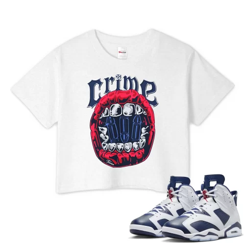 TeeVivo Crop Top Match Air Jordan 6 Retro Olympic Crime – Air Jordan 6 Crop Top, AJ6 Crop Top