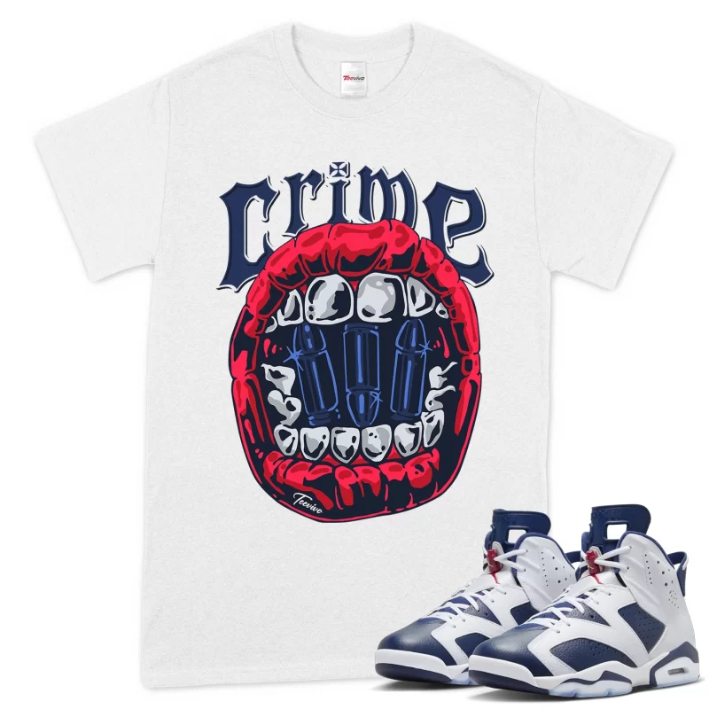 TeeVivo T-Shirt Match Air Jordan 6 Retro Olympic Crime – Air Jordan 6 Shirt, AJ6 Shirt