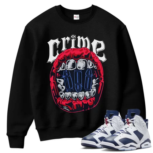 TeeVivo Sweatshirt Match Air Jordan 6 Retro Olympic Crime – Air Jordan 6 Sweatshirt, AJ6 Sweatshirt