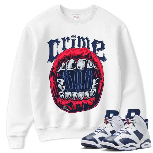 TeeVivo Sweatshirt Match Air Jordan 6 Retro Olympic Crime – Air Jordan 6 Sweatshirt, AJ6 Sweatshirt