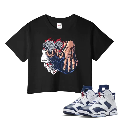 TeeVivo Crop Top Match Air Jordan 6 Retro Olympic Gambling – Air Jordan 6 Crop Top, AJ6 Crop Top