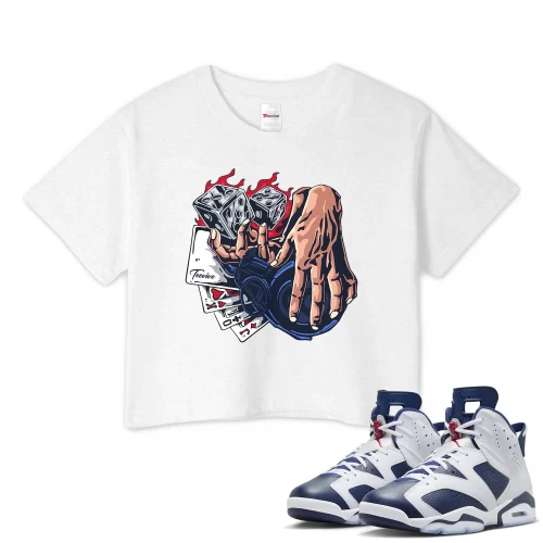 TeeVivo Crop Top Match Air Jordan 6 Retro Olympic Gambling – Air Jordan 6 Crop Top, AJ6 Crop Top