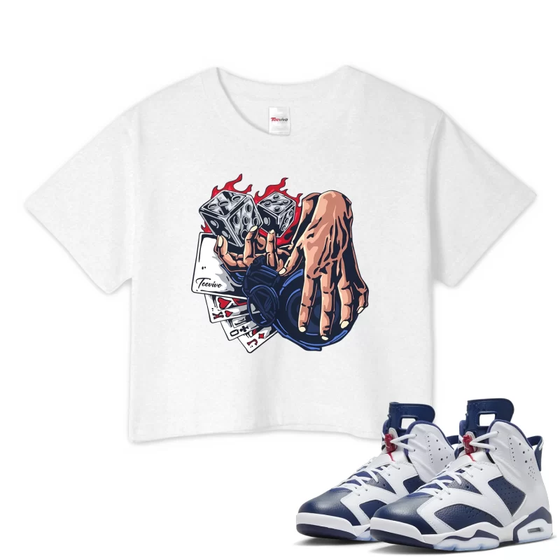 TeeVivo Crop Top Match Air Jordan 6 Retro Olympic Gambling – Air Jordan 6 Crop Top, AJ6 Crop Top