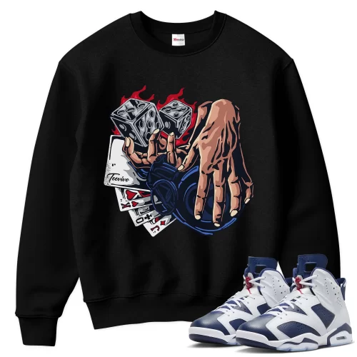 TeeVivo Sweatshirt Match Air Jordan 6 Retro Olympic Gambling – Air Jordan 6 Sweatshirt, AJ6 Sweatshirt