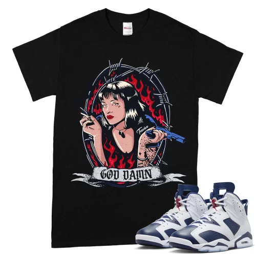 TeeVivo T-Shirt Match Air Jordan 6 Retro Olympic God Daaamn – Air Jordan 6 Shirt, AJ6 Shirt