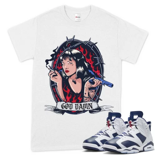 TeeVivo T-Shirt Match Air Jordan 6 Retro Olympic God Daaamn – Air Jordan 6 Shirt, AJ6 Shirt