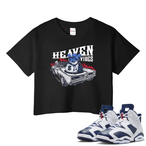 TeeVivo Crop Top Match Air Jordan 6 Retro Olympic Heaven vibes – Air Jordan 6 Crop Top, AJ6 Crop Top