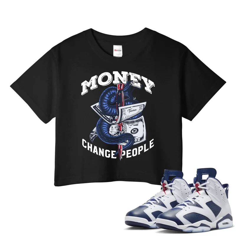 TeeVivo Crop Top Match Air Jordan 6 Retro Olympic Money change people – Air Jordan 6 Crop Top, AJ6 Crop Top