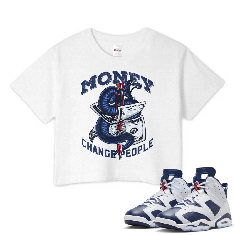 TeeVivo Crop Top Match Air Jordan 6 Retro Olympic Money change people – Air Jordan 6 Crop Top, AJ6 Crop Top
