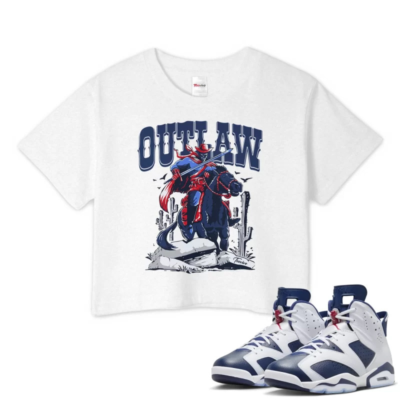 TeeVivo Crop Top Match Air Jordan 6 Retro Olympic Outlaw – Air Jordan 6 Crop Top, AJ6 Crop Top