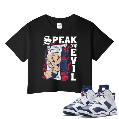 TeeVivo Crop Top Match Air Jordan 6 Retro Olympic Speak no evil – Air Jordan 6 Crop Top, AJ6 Crop Top