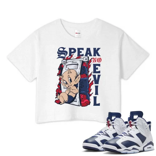 TeeVivo Crop Top Match Air Jordan 6 Retro Olympic Speak no evil – Air Jordan 6 Crop Top, AJ6 Crop Top