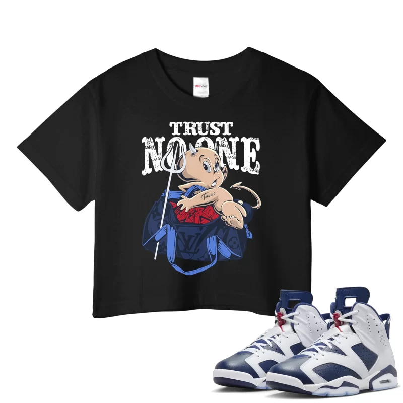 TeeVivo Crop Top Match Air Jordan 6 Retro Olympic Trust no one – Air Jordan 6 Crop Top, AJ6 Crop Top