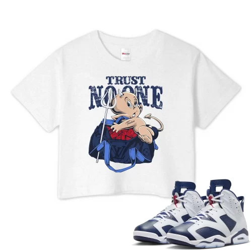 TeeVivo Crop Top Match Air Jordan 6 Retro Olympic Trust no one – Air Jordan 6 Crop Top, AJ6 Crop Top