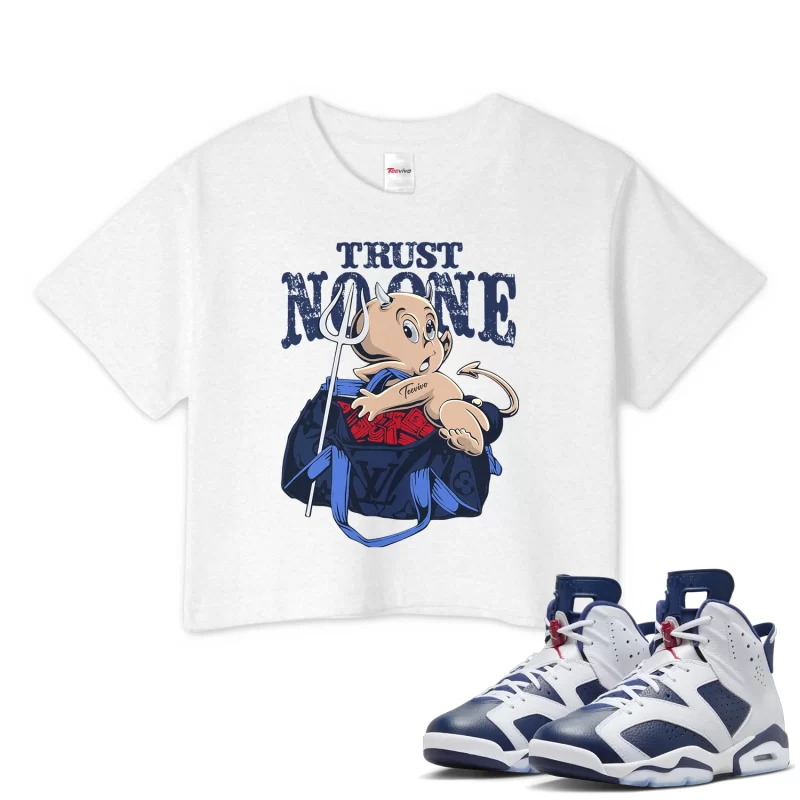 TeeVivo Crop Top Match Air Jordan 6 Retro Olympic Trust no one – Air Jordan 6 Crop Top, AJ6 Crop Top