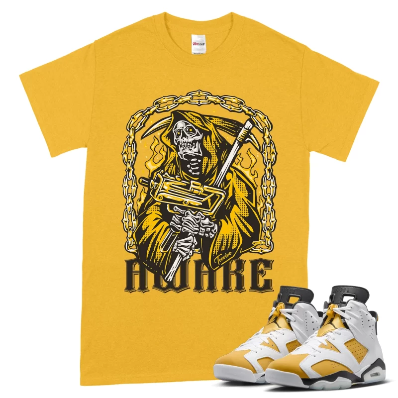 TeeVivo T-Shirt Match Air Jordan 6 Retro Yellow Ochre Awake – Air Jordan 6 Shirt, AJ6 Shirt