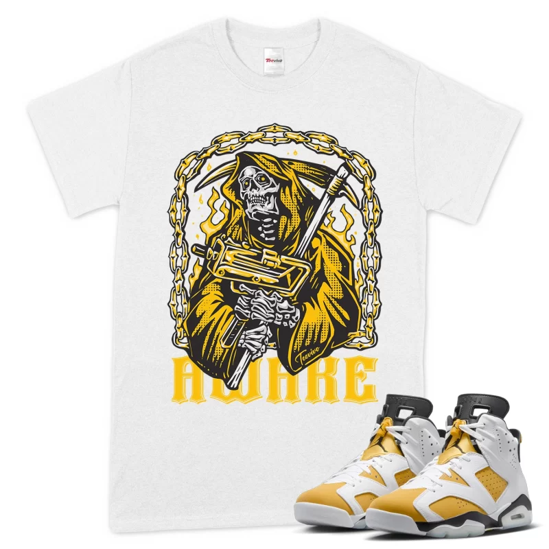 TeeVivo T-Shirt Match Air Jordan 6 Retro Yellow Ochre Awake – Air Jordan 6 Shirt, AJ6 Shirt