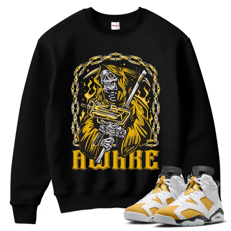TeeVivo Sweatshirt Match Air Jordan 6 Retro Yellow Ochre Awake – Air Jordan 6 Sweatshirt, AJ6 Sweatshirt