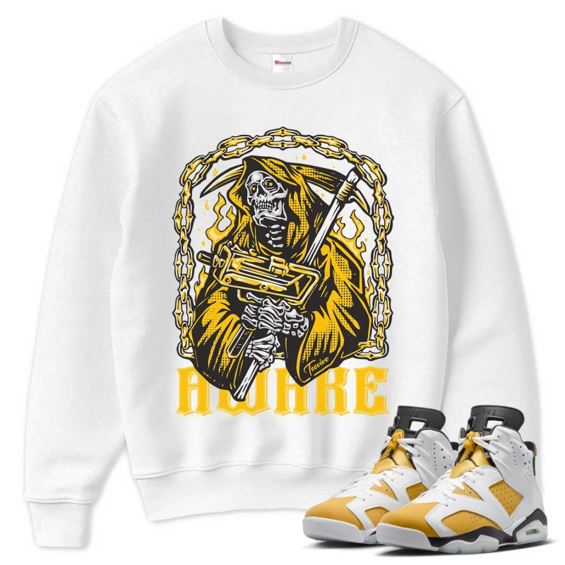 TeeVivo Sweatshirt Match Air Jordan 6 Retro Yellow Ochre Awake – Air Jordan 6 Sweatshirt, AJ6 Sweatshirt