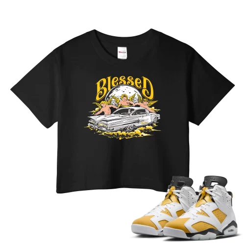 TeeVivo Crop Top Match Air Jordan 6 Retro Yellow Ochre Blessed – Air Jordan 6 Crop Top, AJ6 Crop Top
