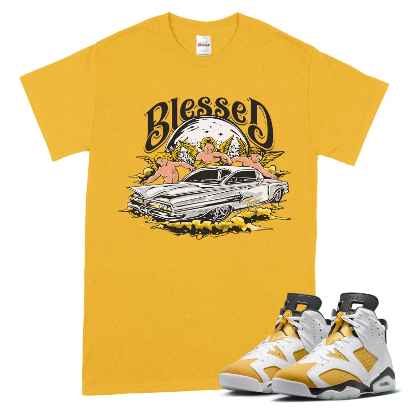 TeeVivo T-Shirt Match Air Jordan 6 Retro Yellow Ochre Blessed – Air Jordan 6 Shirt, AJ6 Shirt