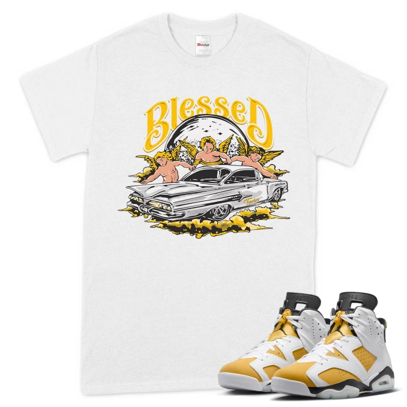 TeeVivo T-Shirt Match Air Jordan 6 Retro Yellow Ochre Blessed – Air Jordan 6 Shirt, AJ6 Shirt