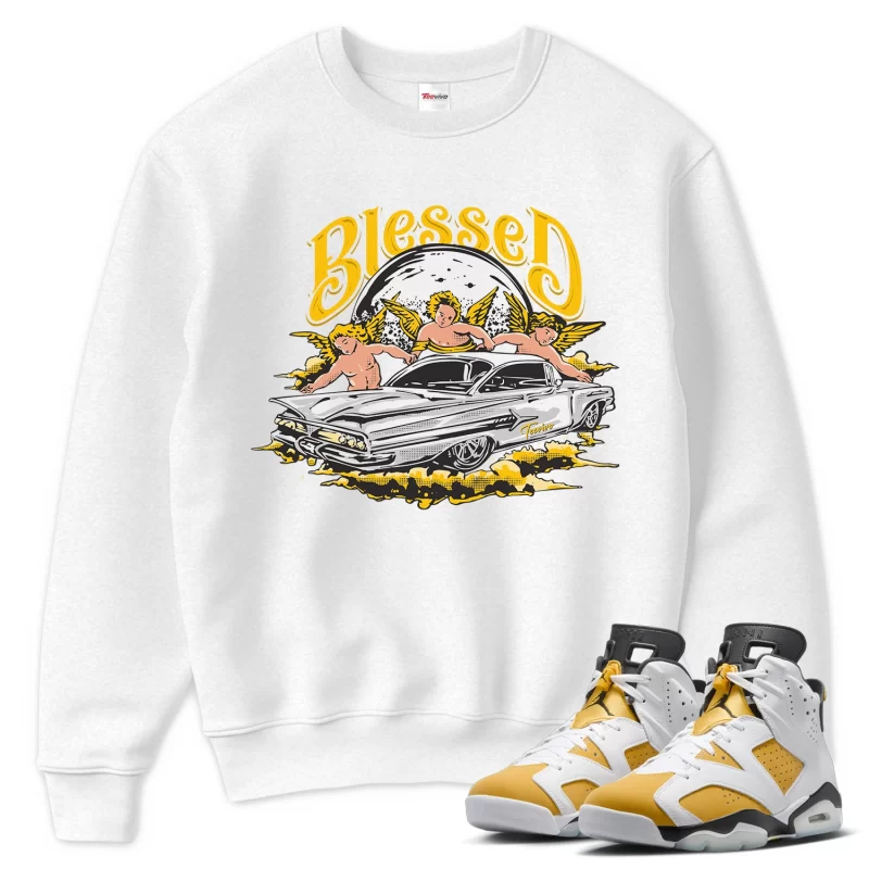 TeeVivo Sweatshirt Match Air Jordan 6 Retro Yellow Ochre Blessed – Air Jordan 6 Sweatshirt, AJ6 Sweatshirt