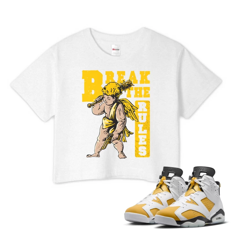 TeeVivo Crop Top Match Air Jordan 6 Retro Yellow Ochre Break the rules – Air Jordan 6 Crop Top, AJ6 Crop Top