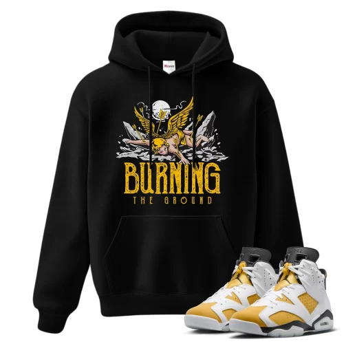 TeeVivo Hoodie Match Air Jordan 6 Retro Yellow Ochre Burning the ground – Air Jordan 6 Hoodie, AJ6 Hoodie