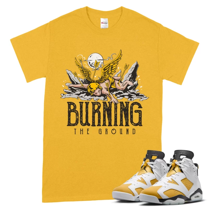 TeeVivo T-Shirt Match Air Jordan 6 Retro Yellow Ochre Burning the ground – Air Jordan 6 Shirt, AJ6 Shirt
