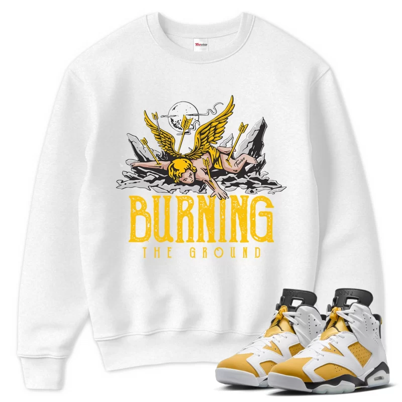 TeeVivo Sweatshirt Match Air Jordan 6 Retro Yellow Ochre Burning the ground – Air Jordan 6 Sweatshirt, AJ6 Sweatshirt
