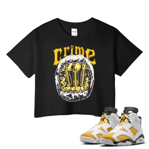 TeeVivo Crop Top Match Air Jordan 6 Retro Yellow Ochre Crime – Air Jordan 6 Crop Top, AJ6 Crop Top