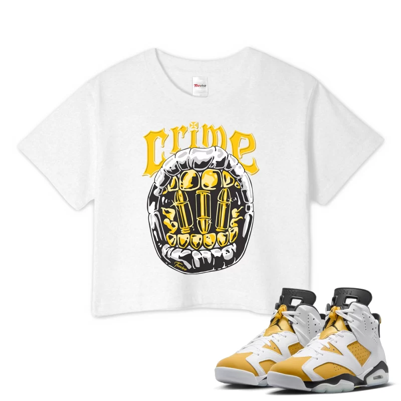 TeeVivo Crop Top Match Air Jordan 6 Retro Yellow Ochre Crime – Air Jordan 6 Crop Top, AJ6 Crop Top