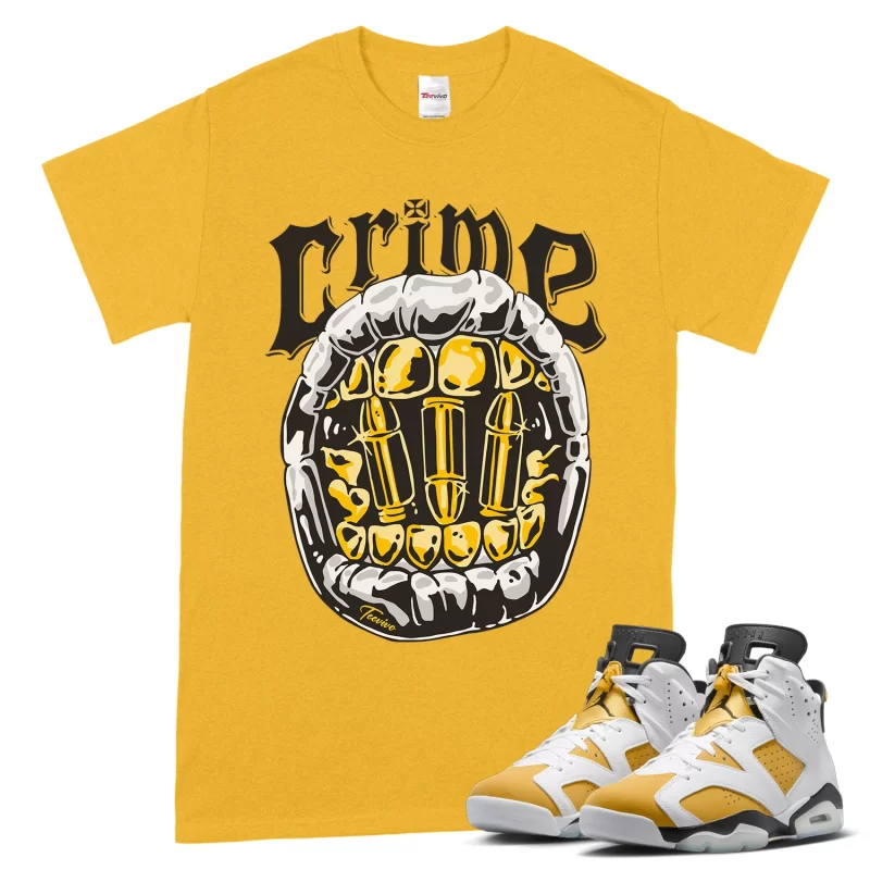 TeeVivo T-Shirt Match Air Jordan 6 Retro Yellow Ochre Crime – Air Jordan 6 Shirt, AJ6 Shirt