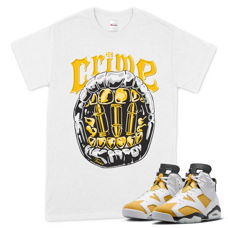 TeeVivo T-Shirt Match Air Jordan 6 Retro Yellow Ochre Crime – Air Jordan 6 Shirt, AJ6 Shirt