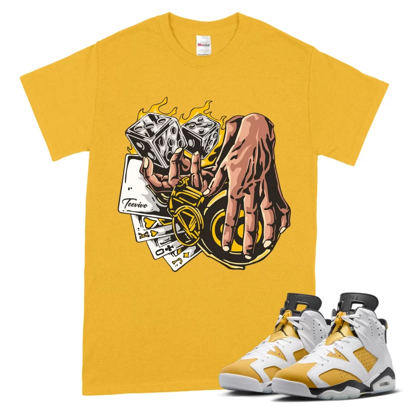 TeeVivo T-Shirt Match Air Jordan 6 Retro Yellow Ochre Gambling – Air Jordan 6 Shirt, AJ6 Shirt