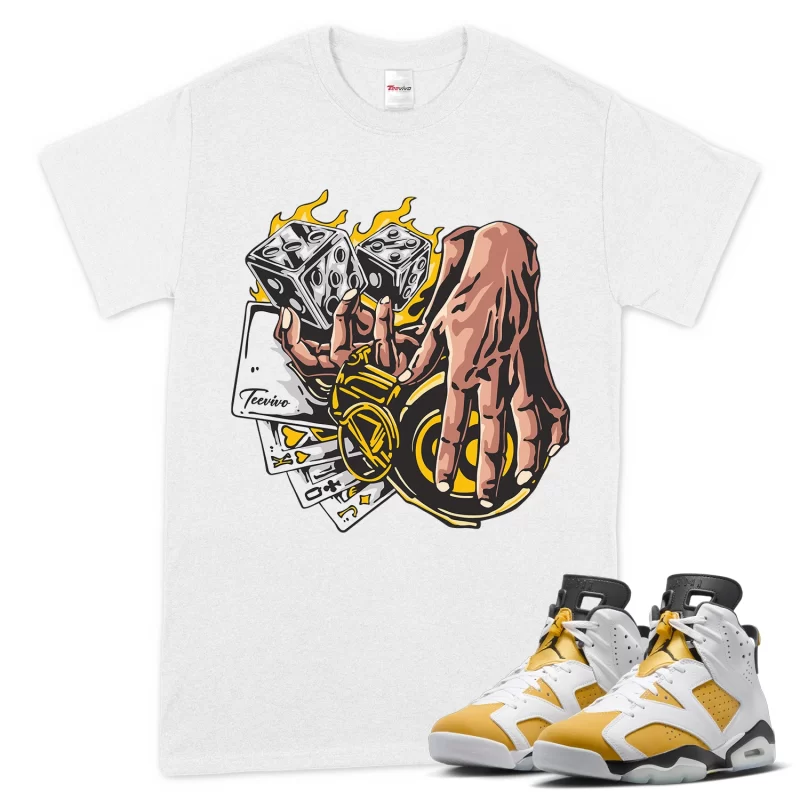 TeeVivo T-Shirt Match Air Jordan 6 Retro Yellow Ochre Gambling – Air Jordan 6 Shirt, AJ6 Shirt