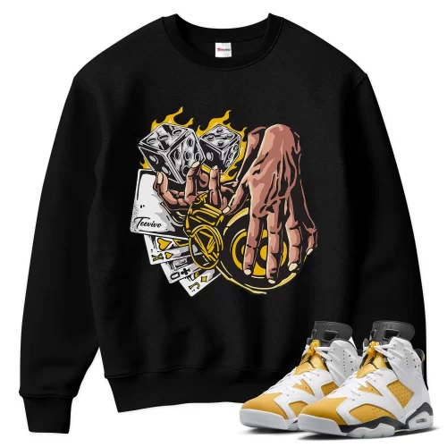 TeeVivo Sweatshirt Match Air Jordan 6 Retro Yellow Ochre Gambling – Air Jordan 6 Sweatshirt, AJ6 Sweatshirt