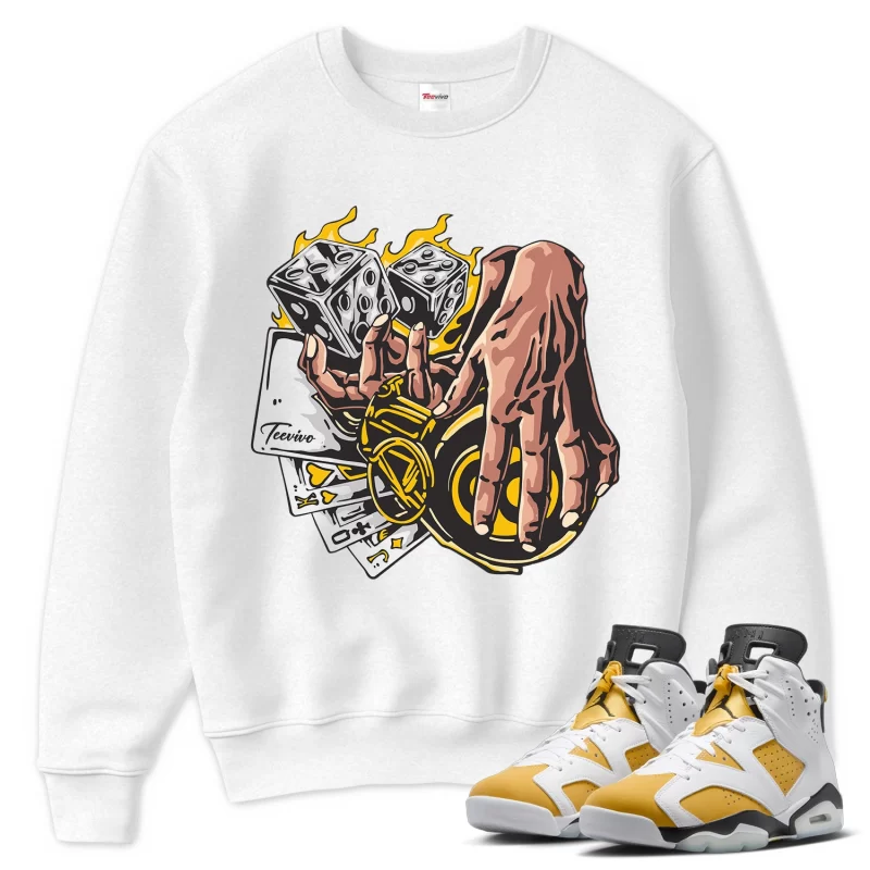 TeeVivo Sweatshirt Match Air Jordan 6 Retro Yellow Ochre Gambling – Air Jordan 6 Sweatshirt, AJ6 Sweatshirt