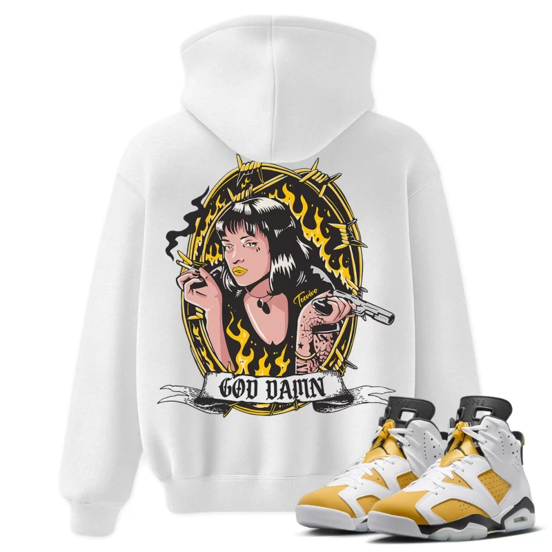 TeeVivo Hoodie Match Air Jordan 6 Retro Yellow Ochre God Daaamn – Air Jordan 6 Hoodie, AJ6 Hoodie