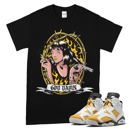 TeeVivo T-Shirt Match Air Jordan 6 Retro Yellow Ochre God Daaamn – Air Jordan 6 Shirt, AJ6 Shirt