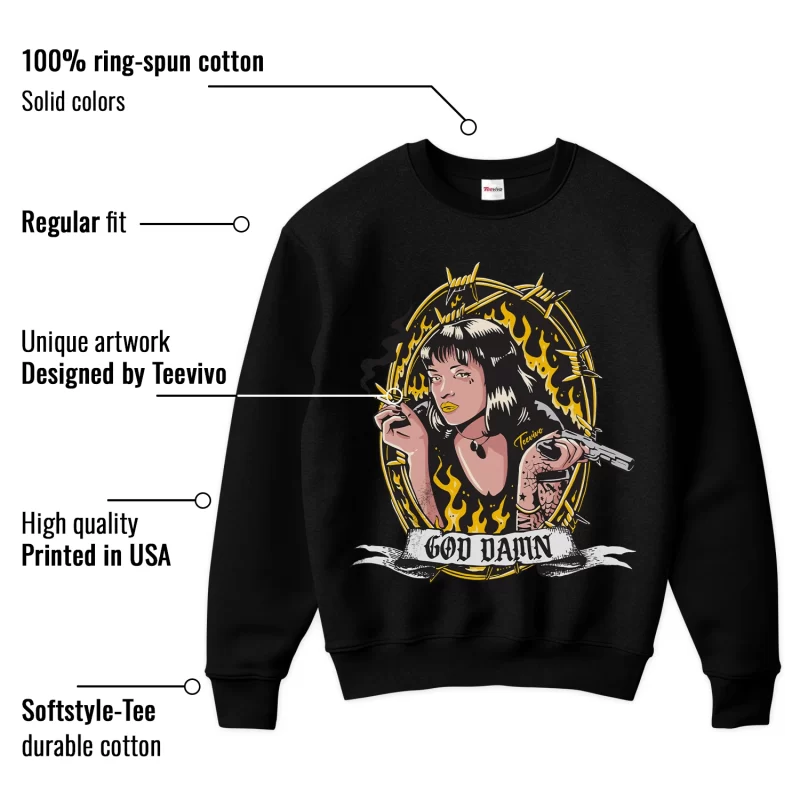 TeeVivo Sweatshirt Match Air Jordan 6 Retro Yellow Ochre God Daaamn – Air Jordan 6 Sweatshirt, AJ6 Sweatshirt