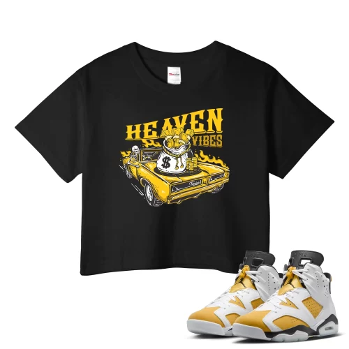 TeeVivo Crop Top Match Air Jordan 6 Retro Yellow Ochre Heaven vibes – Air Jordan 6 Crop Top, AJ6 Crop Top
