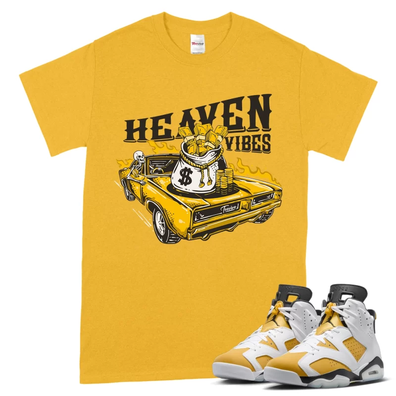 TeeVivo T-Shirt Match Air Jordan 6 Retro Yellow Ochre Heaven vibes – Air Jordan 6 Shirt, AJ6 Shirt
