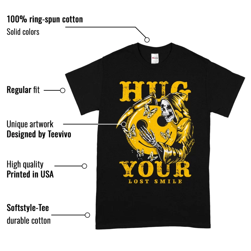 TeeVivo T-Shirt Match Air Jordan 6 Retro Yellow Ochre Hug your lost smile – Air Jordan 6 Shirt, AJ6 Shirt