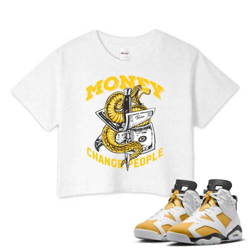 TeeVivo Crop Top Match Air Jordan 6 Retro Yellow Ochre Money change people – Air Jordan 6 Crop Top, AJ6 Crop Top