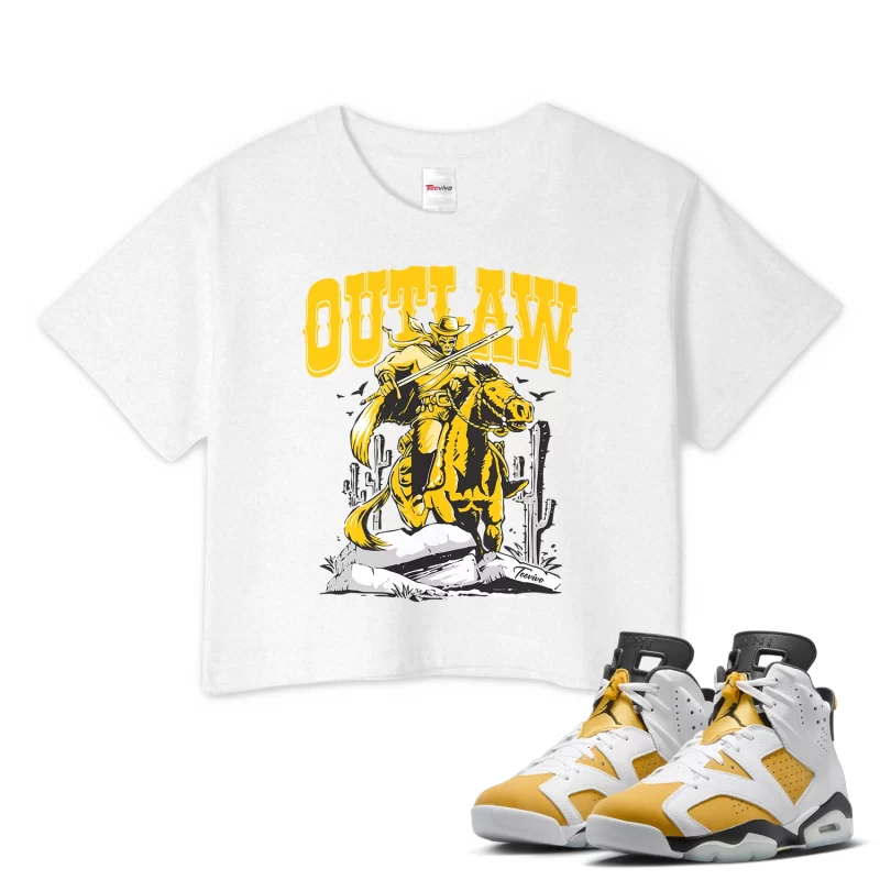TeeVivo Crop Top Match Air Jordan 6 Retro Yellow Ochre Outlaw – Air Jordan 6 Crop Top, AJ6 Crop Top