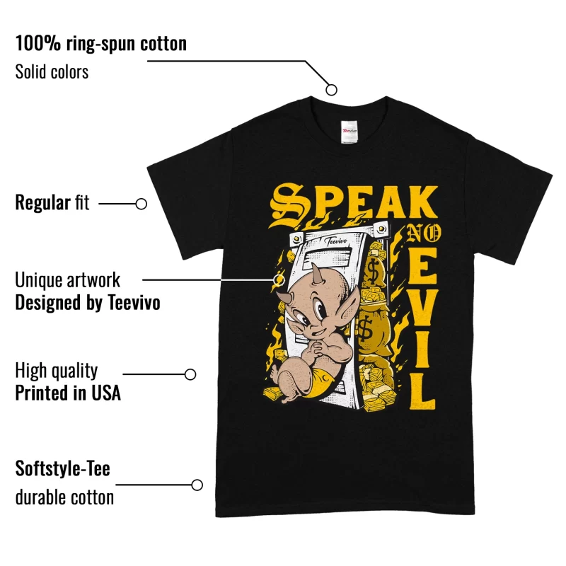 TeeVivo T-Shirt Match Air Jordan 6 Retro Yellow Ochre Speak no evil – Air Jordan 6 Shirt, AJ6 Shirt