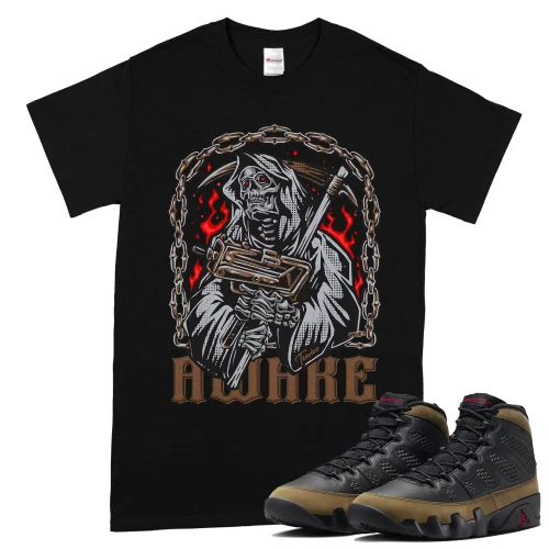 TeeVivo T-Shirt Match Air Jordan 9 Retro Olive Awake – Air Jordan 9 Shirt, AJ9 Shirt